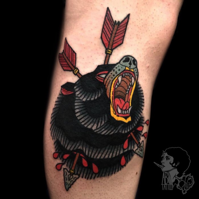 Bear and Arrows Neo Traditional Tattoo