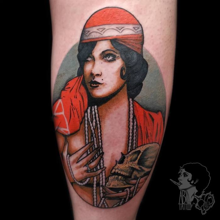 Cabaret Woman Neo Traditional Tattoo